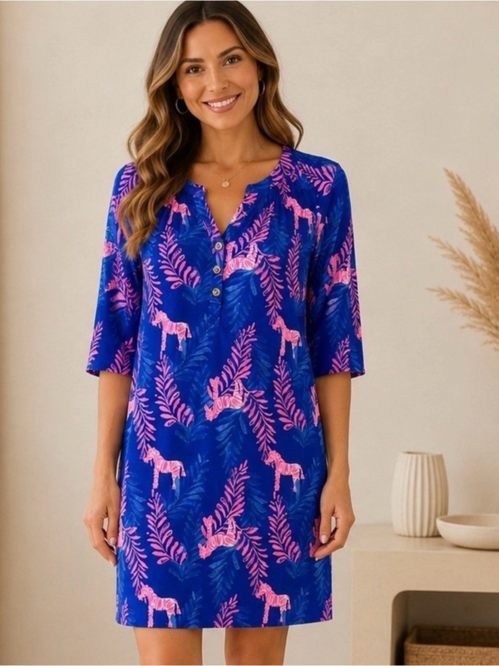 Lilly Pulitzer Teigen Dress Royal Purple Dazzle Pink Zebras
